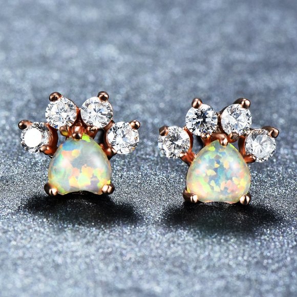 Tiny Paw Earrings, Dog Paw Earring Stud - Picture 3 of 6